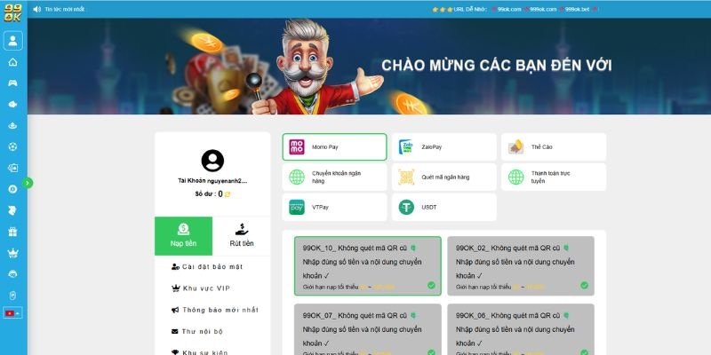 Quy trình nạp tiền